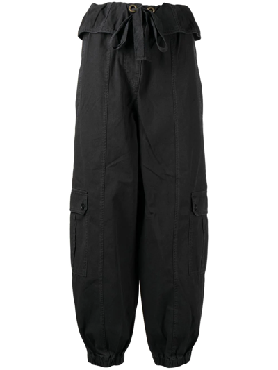 Ulla Johnson Alden Belted Cotton-canvas Tapered Pants In Black