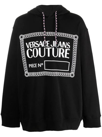 Versace Jeans Couture Logo-print Pullover Hoodie In Black