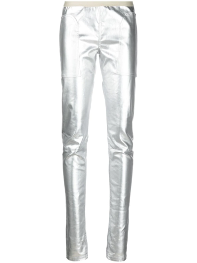 Rick Owens Metallic Straight-leg Trousers In Alluminio