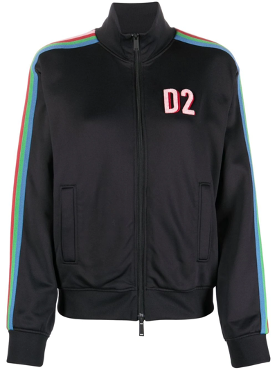 Dsquared2 Logo-print Zip-up Sweatshirt In Schwarz