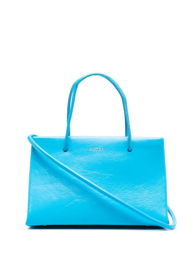 Medea Logo-detail Leather Tote Bag In Blue