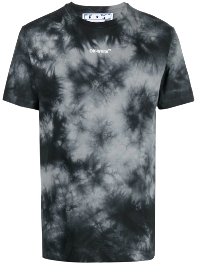 Off-white 'arrow Tie Dye Over Ska' T-shirt In Nero