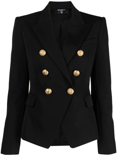 Balmain Double-breasted Tailored Blazer In Black