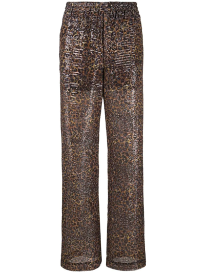 Gcds Sequined Printed Trousers In Gold