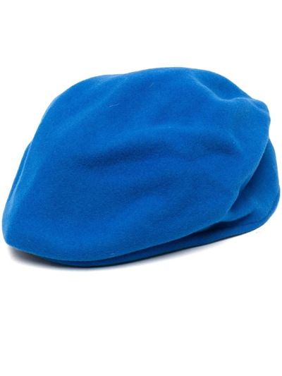 Comme Des Garçons Shirt Logo-print Wool Beret In Blue