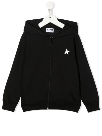 Golden Goose Logo-patched Zipped Hood In Schwarz