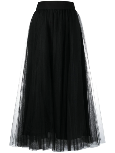 Zimmermann High-waisted Tulle Midi Skirt In Black