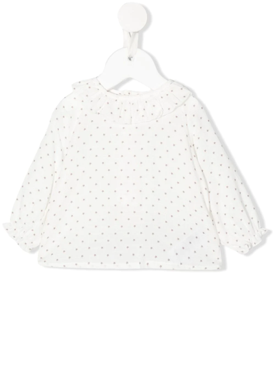 Paz Rodriguez Babies' Star-print Gathered-cuff Blouse In Weiss