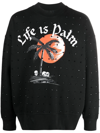 Palm Angels Sunset Palm Graphic-print Cotton-jersey Sweatshirt In Schwarz