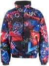 VERSACE JEANS COUTURE MOTIF-PRINT DOWN-FILLED JACKET