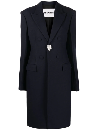 Jil Sander Single-button Wool Coat In Blue