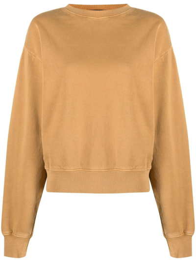 Ksubi Ribbed-detail Round-neck Sweatshirt In Orange