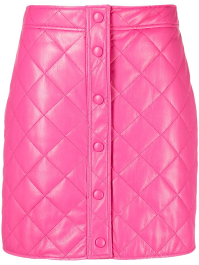 Msgm Quilted Faux Leather Mini Skirt In Pink