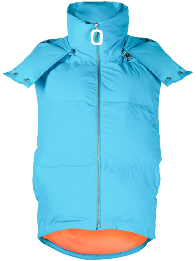 Jw Anderson Contrast Hood Puffer Gilet In Blue