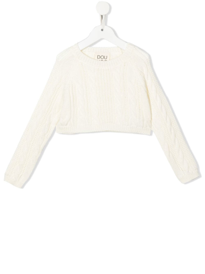 Douuod Cropped Cable-knit Jumper In Latte