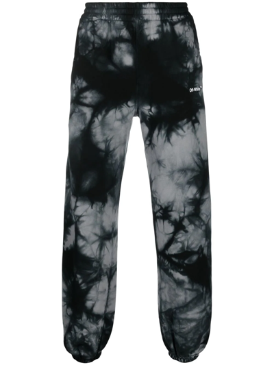 Off-white Marbled Stripe-print Track Trousers In Grey