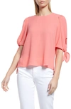Cece Tie Sleeve High-low Blouse In Cameo Coral
