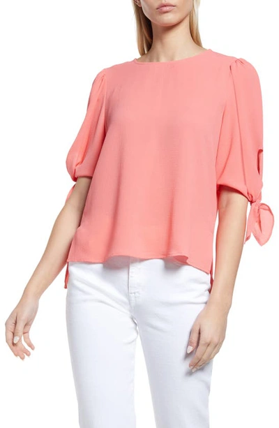 Cece Tie Sleeve High-low Blouse In Cameo Coral