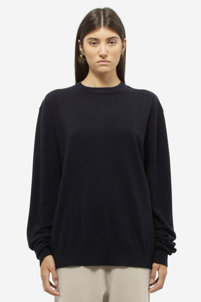 Extreme Cashmere N°167 Please Logo-embroidered Cashmere Jumper In Blue