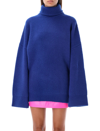 Attico Grace Ribbed-knit Turtleneck Sweater In Blue