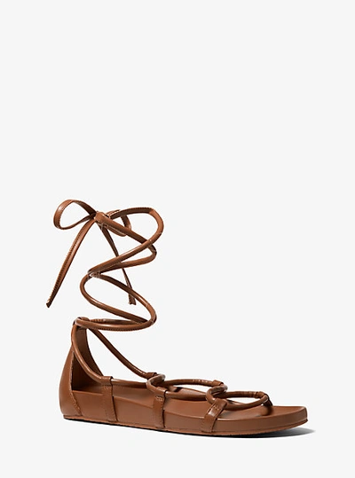 Michael Kors Vero Faux Leather Lace-up Sandal In Brown
