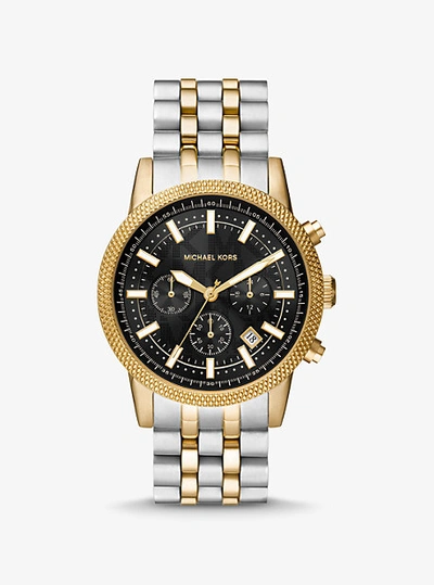 Michael Kors Oversized Hutton Two-tone Watch In Silver