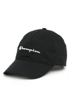 Champion Men's Black Classic Script Adjustable Hat In Black / White