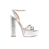 Aquazzura Sinner 140 Lizard-effect Leather Platform Sandals In Silver