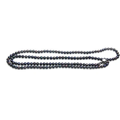 Pre-owned Pacific Pearls® Delicate Pearl Necklace  Aaa 5mm Freshwater Black Pearl...
