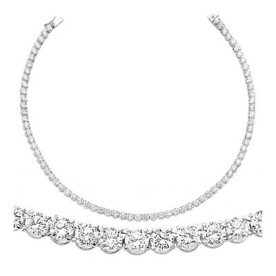 Pre-owned Jewelco London Silver Cz Eternity Tennis Necklace 6mm 16 Inch