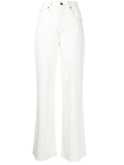 Slvrlake Grace Straight Raw Hem Jeans In White