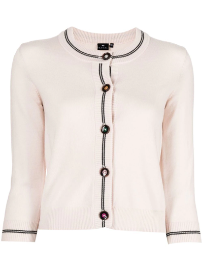 Ps By Paul Smith Womens Knitted Cardigan With Buttons In White