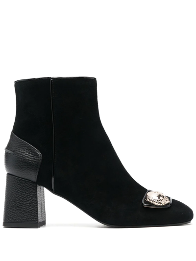 Pollini Queen Logo-stud Boots In Black