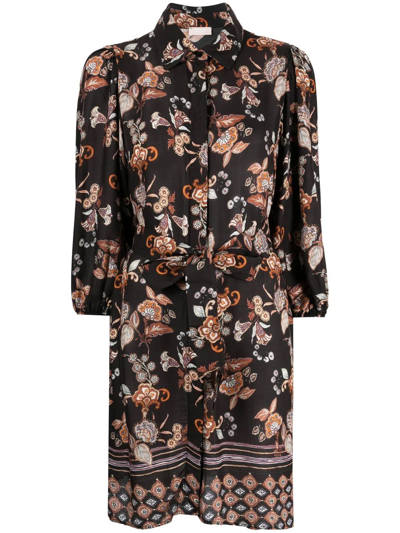 Liu •jo Floral-print Shirt Dress In Brown