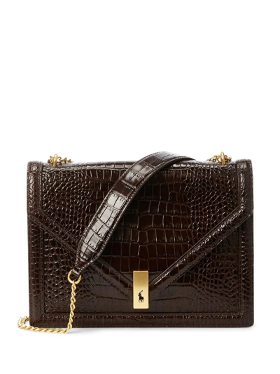 Polo Ralph Lauren Crocodile-effect Leather Bag In 褐色