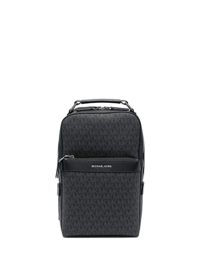 Michael Kors Monogram-print Leather Backpack In 黑色