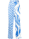 Christopher John Rogers Wave Check High-rise Bi-print Tapered Pant In 白色