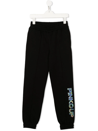 Pinko Cotton Logo-print Track-pants In 黑色