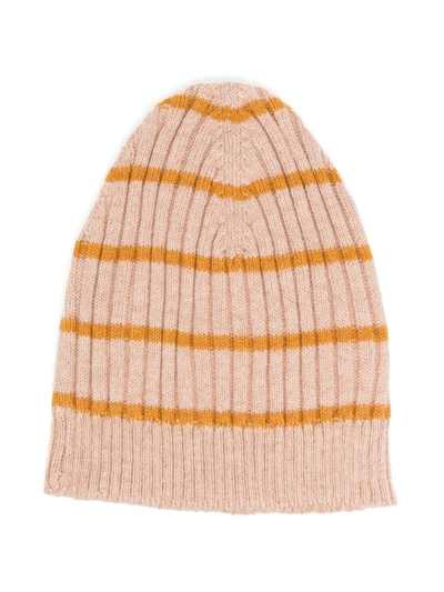 Molo Babies' Nao Striped Ribbed-knit Hat In Neutrals