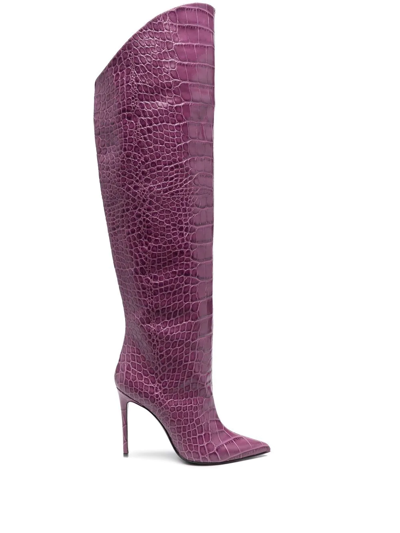 Giuliano Galiano Crocodile-effect 110mm Boots In 紫色