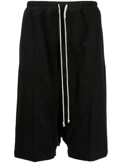 Rick Owens Drop-crotch Drawstring Shorts In Black