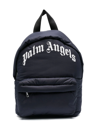 Palm Angels Logo-patch Zip-up Backpack In 蓝色