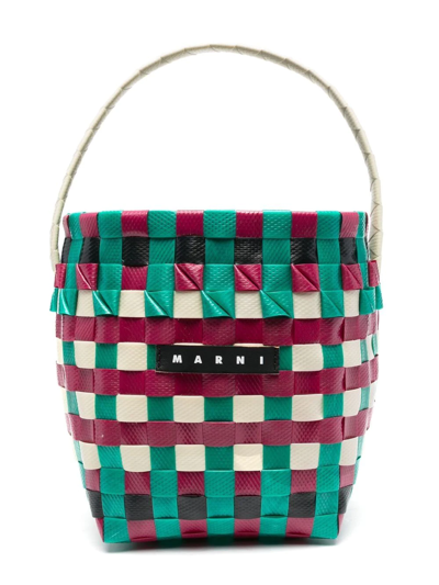 Marni Logo-patch Bucket Bag In 绿色