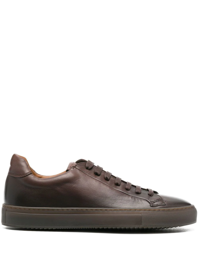 Doucal's Lace-up Leather Sneakers In 褐色