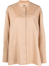 Jil Sander Collarless Button-front Shirt In 褐色
