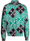 Gcds Monogram-pattern Zip-up Jacket In 绿色