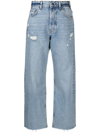 Anine Bing Gavin Blue Reservoir High Waist Distressed Nonstretch Ankle Jeans In Blue