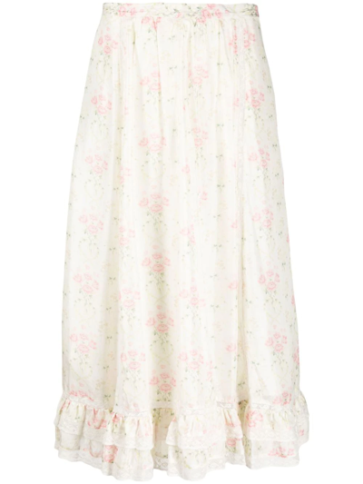 Loveshackfancy Navya Floral Lace Midi Skirt In Baby Pink Dreams