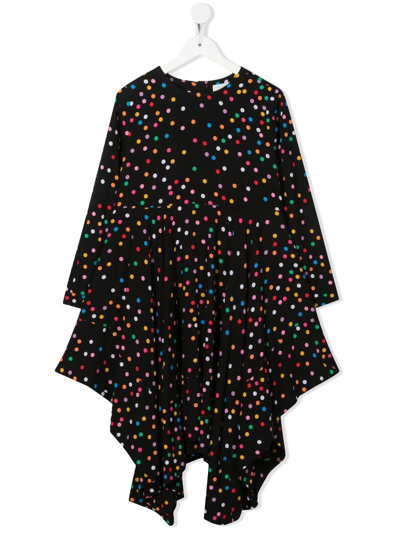 Stella Mccartney Spot-print Draped Dress In 黑色