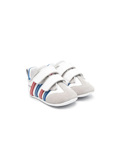 Dsquared2 Babies' Touch-strap Leather Sneakers In 白色